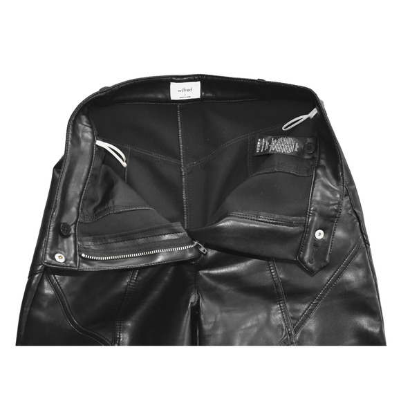 A6 NWOT WILFRED Black High Waisted Faux Leather Trouser Pants Size 2 - Picture 4 of 6